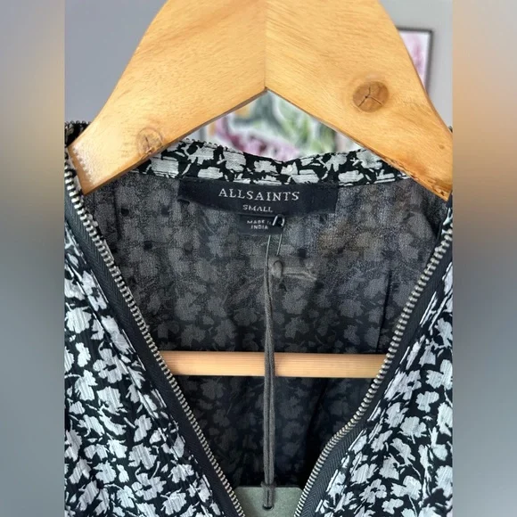 Allsaints Floral Jayda Scatter Dress Zip Front Women's Size Small NWT - Picture 9 of 11